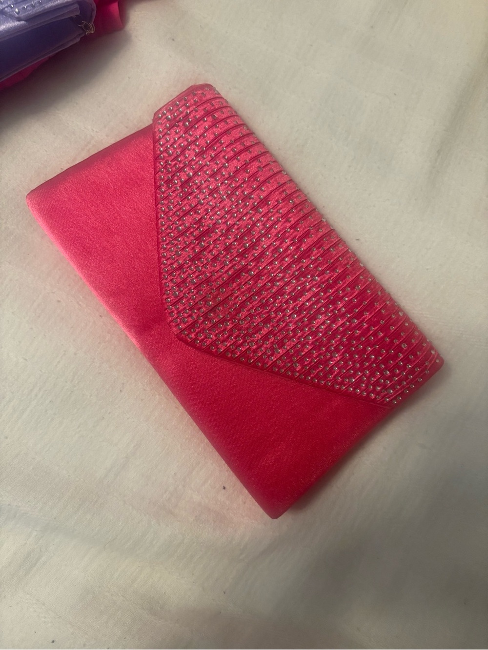 Pink Embellished Envelope Clutch - Women's Evening Bag